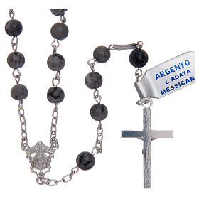 Rosary in 925 sterling silver with mexican agate