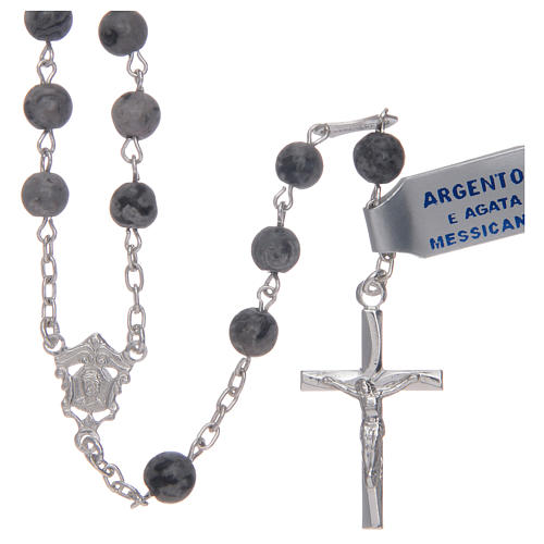 Rosary in 925 sterling silver with mexican agate 1