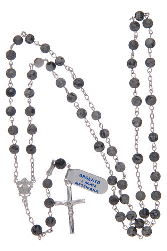 Rosary in 925 sterling silver with mexican agate 4