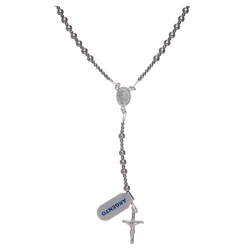 Rosary in 925 sterling silver with 4 mm grains 2