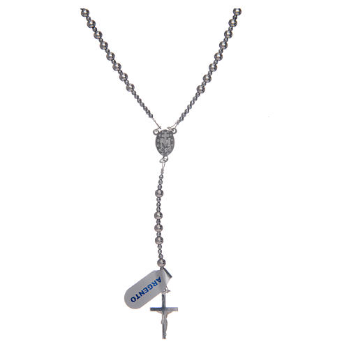 Rosary in 925 sterling silver with 4 mm grains 1