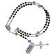 Rosary necklace cable structure in 925 sterling silver and green crystal s3