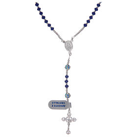 Rosenkranz aus 925er Silber und Perlen aus blauen Kristallen