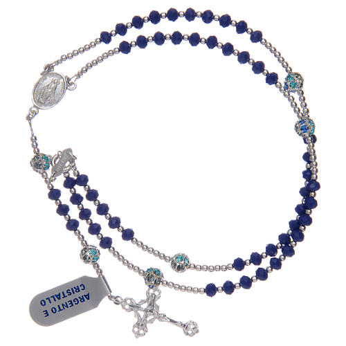 Rosenkranz aus 925er Silber und Perlen aus blauen Kristallen 3