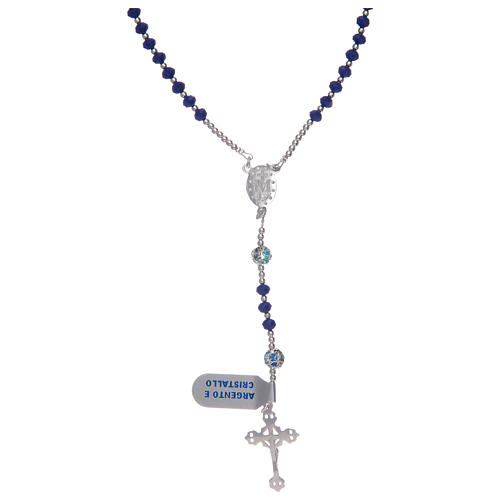 Rosary in 925 sterling silver and blue crystal 2