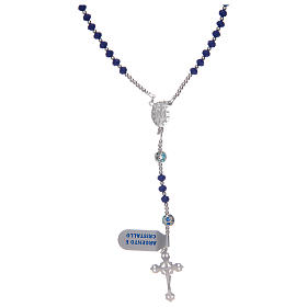 Rosary in 925 sterling silver and blue crystal