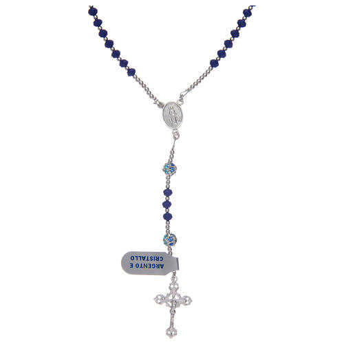 Rosary in 925 sterling silver and blue crystal 1