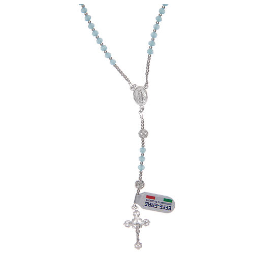 Rosary necklace in 925 sterling silver sky blue 1
