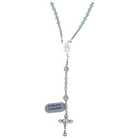 Rosary necklace in 925 sterling silver sky blue