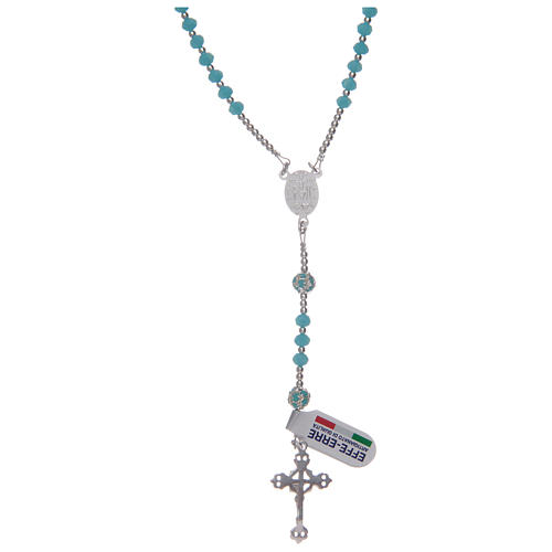 Rosary in sky blue crystal and 925 sterling silver 2