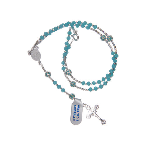 Rosary in sky blue crystal and 925 sterling silver 3