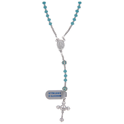 Rosary in sky blue crystal and 925 sterling silver 1