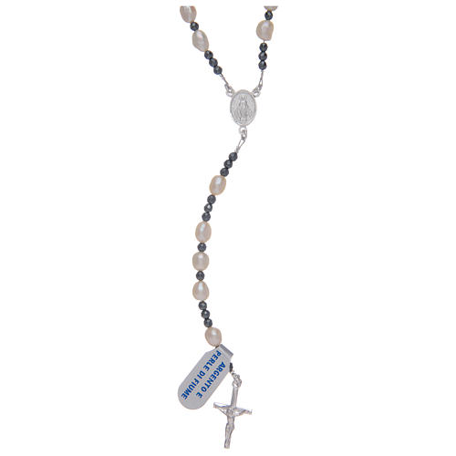 Rosary with white river pearls in 925 sterling silver 1