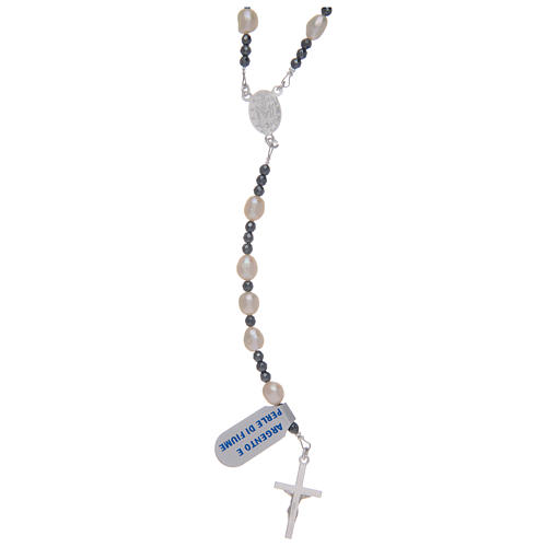 Rosary with white river pearls in 925 sterling silver 2