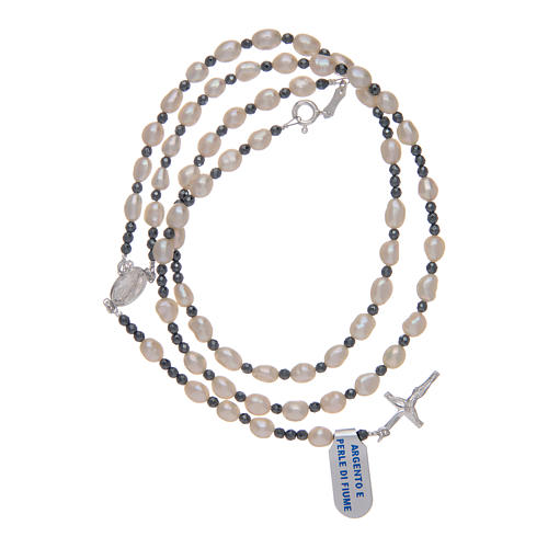 Rosary with white river pearls in 925 sterling silver 3