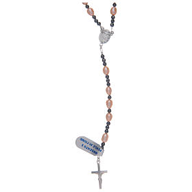 Rosary in 800 sterling silver with pink river pearls
