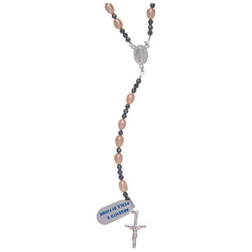 Rosary in 800 sterling silver with pink river pearls 1