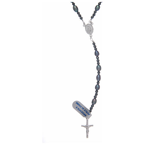 Rosary in 800 sterling silver with grey river pearl grains 1