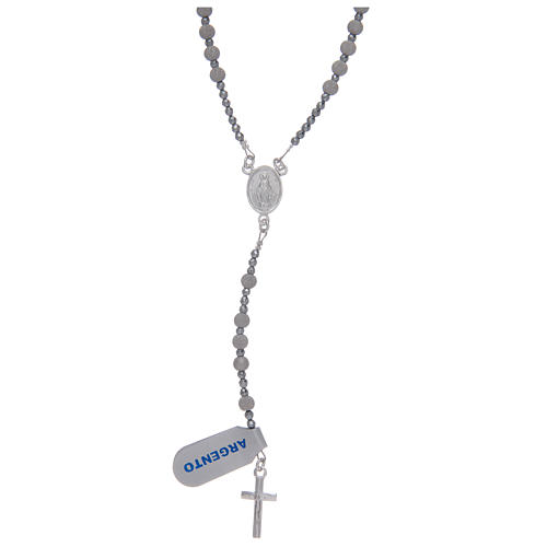 Rosary in 925 sterling silver with diamond cut grains sized 4 mm 1