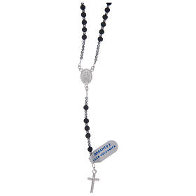 Rosary in 925 sterling silver with volcanic lava grains sized 4 mm