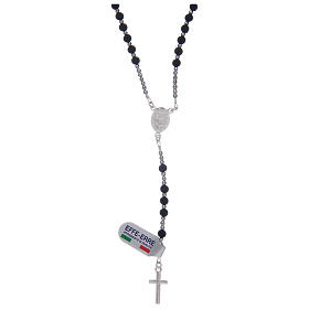 Rosary in 925 sterling silver with volcanic lava grains sized 4 mm