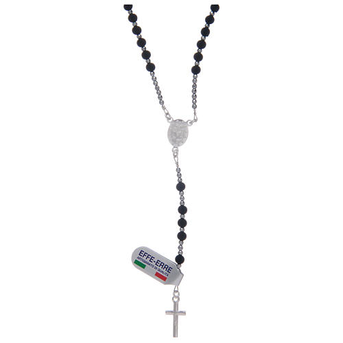 Rosary in 925 sterling silver with volcanic lava grains sized 4 mm 2