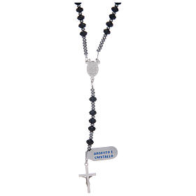 Rosary in 925 sterling silver with multifaceted strass grains