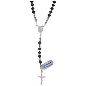 Rosary in 925 sterling silver with multifaceted strass grains