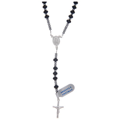 Rosary in 925 sterling silver with multifaceted strass grains 1