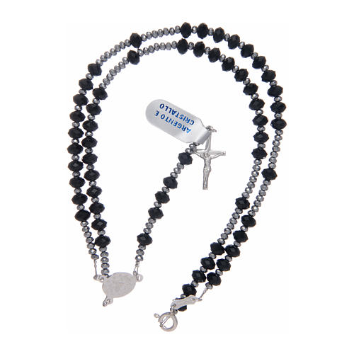 Rosary in 925 sterling silver with multifaceted strass grains 3
