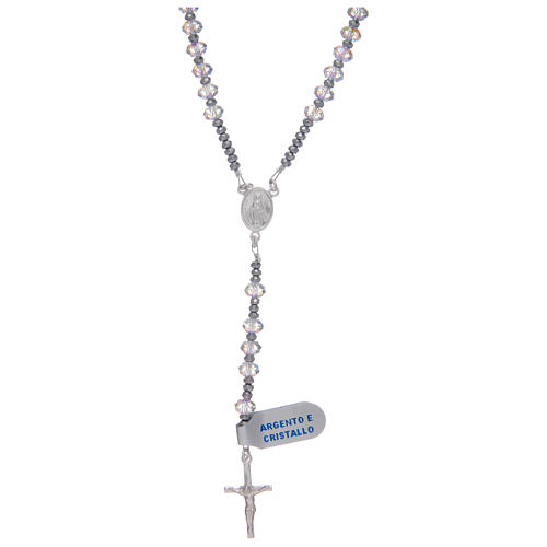 Rosary in 925 sterling silver with shiny transparent strass beads 1