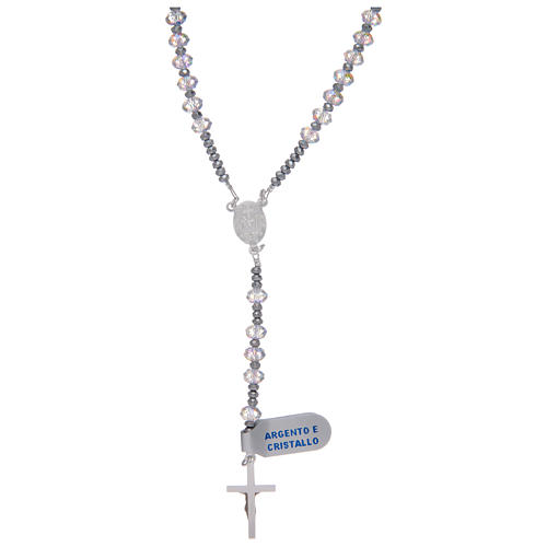 Rosary in 925 sterling silver with shiny transparent strass beads 2