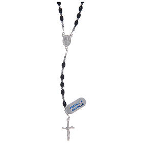 Rosary with black oval grains in 925 sterling silver