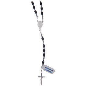 Rosary with black oval grains in 925 sterling silver