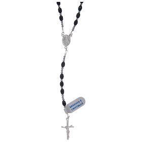 Rosario con grani ovali di colore nero in argento 925