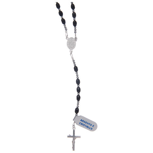 Rosario con grani ovali di colore nero in argento 925 2