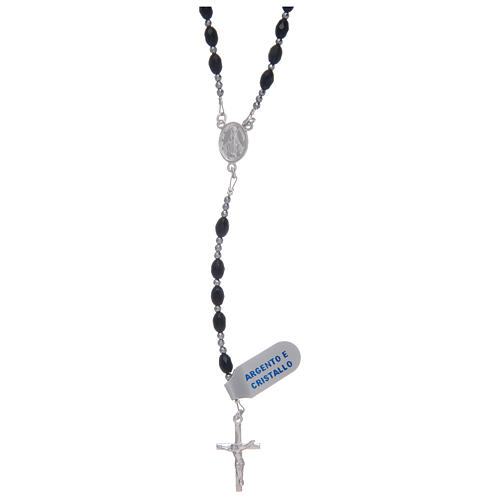 Rosary with black oval grains in 925 sterling silver 1