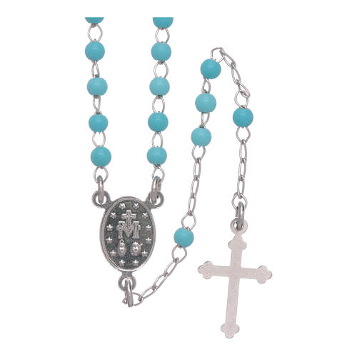 Classic rosary in silber with 4 mm light blue sphere 2