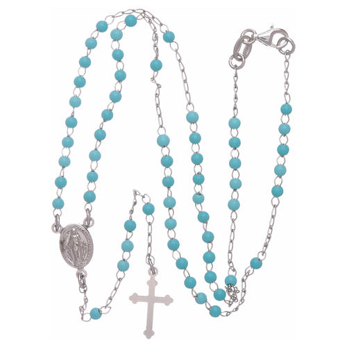 Classic rosary in silber with 4 mm light blue sphere 4