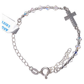 Armband Silber Kreuz mit Zirkonen und Kristallperlen 3mm