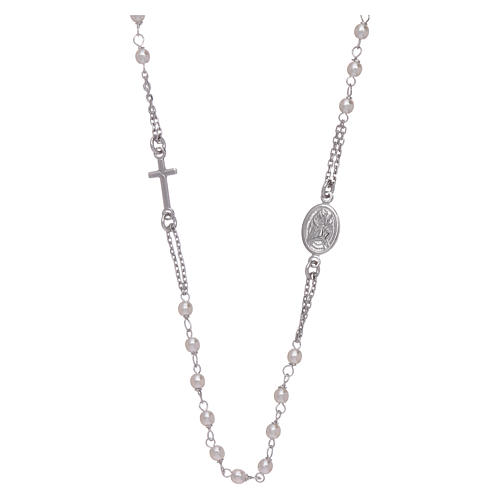 AMEN rosary choker Jubilee in 925 sterling silver with strass pearls 1