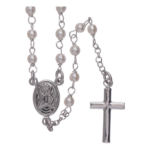 AMEN classic rosary Jubilee with strass pearls in 925 sterling silver 1