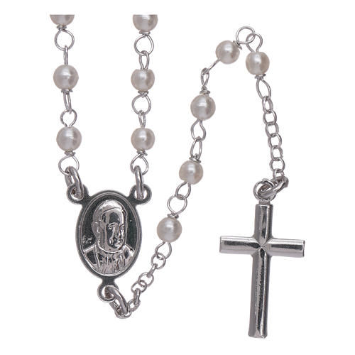 AMEN classic rosary Jubilee with strass pearls in 925 sterling silver 2