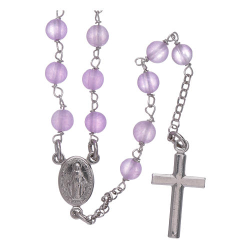 AMEN rosary classic model with lilac jade spheres in 925 sterling silver 1