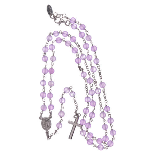 Rosario classico AMEN sfere giada lilla e argento 925 4