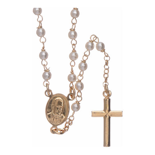 Classic rosary AMEN jubilee in 925 sterling silver finished in gold and strass pearls 2