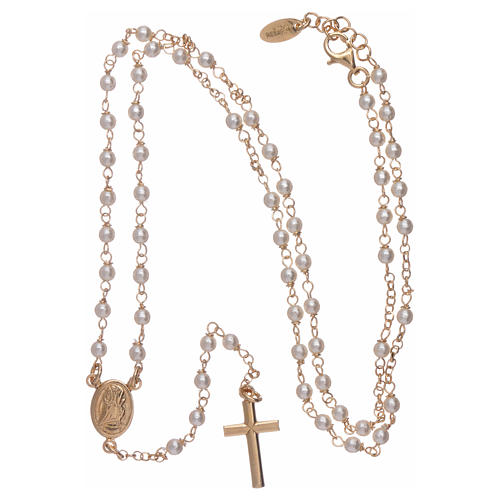 Classic rosary AMEN jubilee in 925 sterling silver finished in gold and strass pearls 4