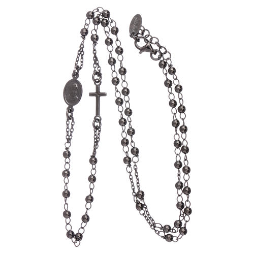 Rosary choker AMEN in 925 sterling silver burnished 3