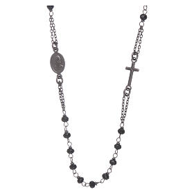 Rosary choker AMEN with crystals in burnished 925 sterling silver