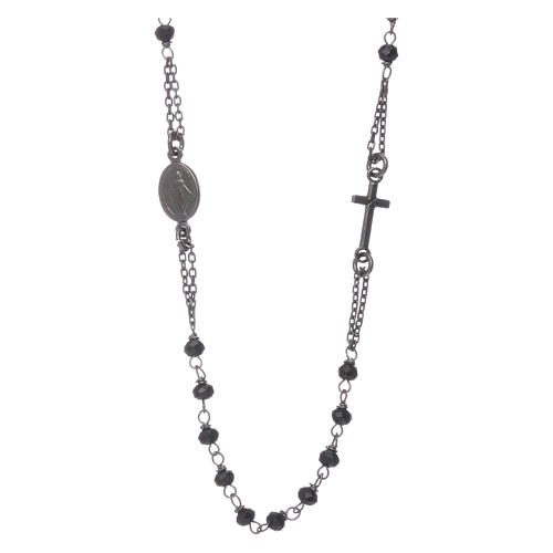 Rosary choker AMEN with crystals in burnished 925 sterling silver 1